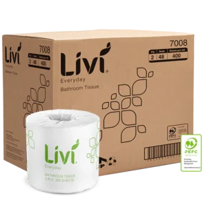 LIVI Basics 2 Ply 400 sheet Toilet Tissues / 48 rolls per carton LIVI Basics 2 Ply 400 sheet Toilet Tissues / 48 rolls per carton