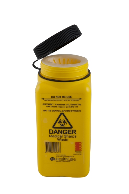 FitTank Sharps Medical Containers Screw Lid or Snap Top