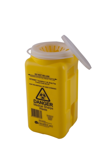FitTank Sharps Medical Containers Screw Lid or Snap Top