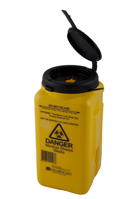 FitTank Sharps Medical Containers Screw Lid or Snap Top
