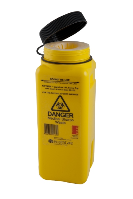 FitTank Sharps Medical Containers Screw Lid or Snap Top