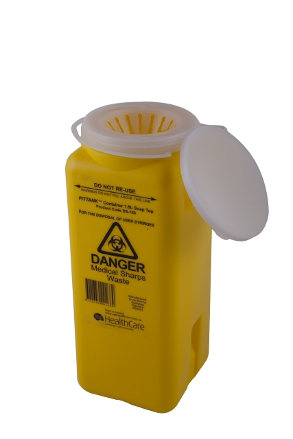 FitTank Sharps Medical Containers Screw Lid or Snap Top