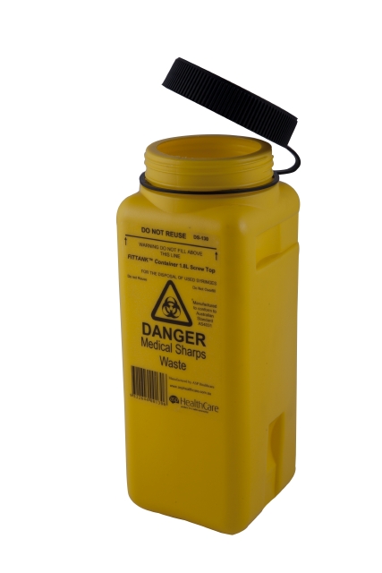FitTank Sharps Medical Containers Screw Lid or Snap Top