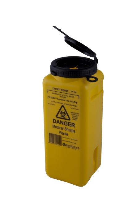 FitTank Sharps Medical Containers Screw Lid or Snap Top