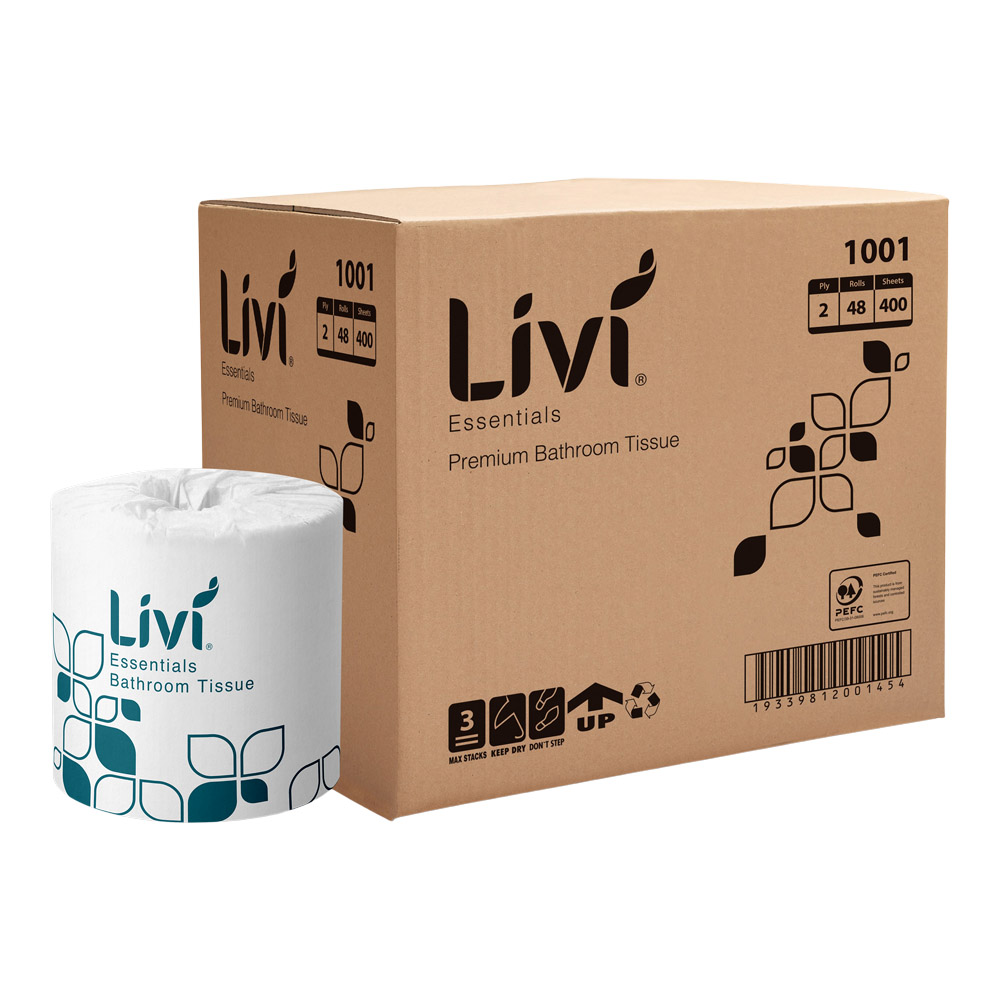 LIVI Essentials 2 ply 400 sheet Quality Toilet Tissues x 48 rolls