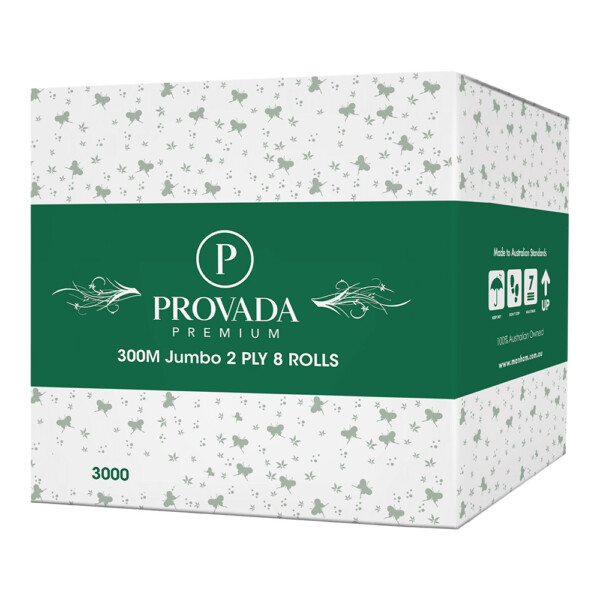 Provada Premium 2ply 300 metre Jumbo Toilet Rolls x 8 rolls