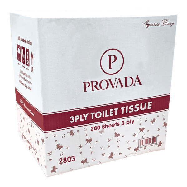 Provada 3 ply Embossed Toilet Tissues 280 sheet x 48 rolls per carton Provada 3 ply Embossed Toilet Tissues 280 sheet x 48 rolls per carton
