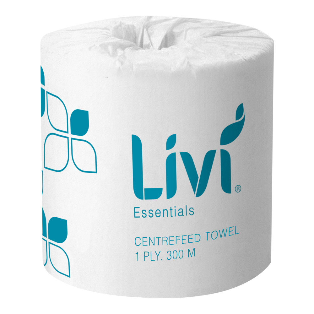 LIVI Essentials Centrefeed Roll Towels 300 Metre X 4 Rolls LIVI Essentials Centrefeed Roll Towels 300 Metre X 4 Rolls