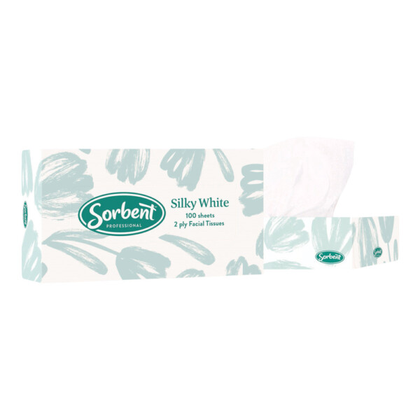 Sorbent Professional Silky White Facial Tissues 2ply 100 sheet x 48 Sorbent Professional Silky White Facial Tissues 2ply 100 sheet x 48
