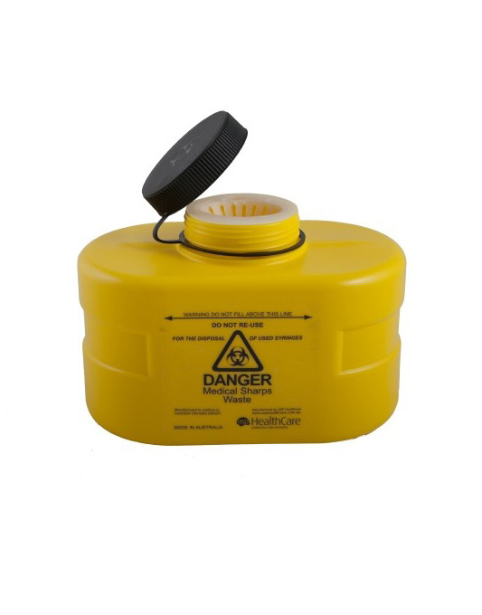 FitTank Sharps Medical Containers Screw Lid or Snap Top