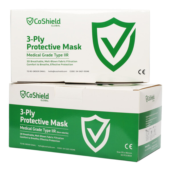 Co-Shield 3ply Disposable Face Masks x 50 per carton