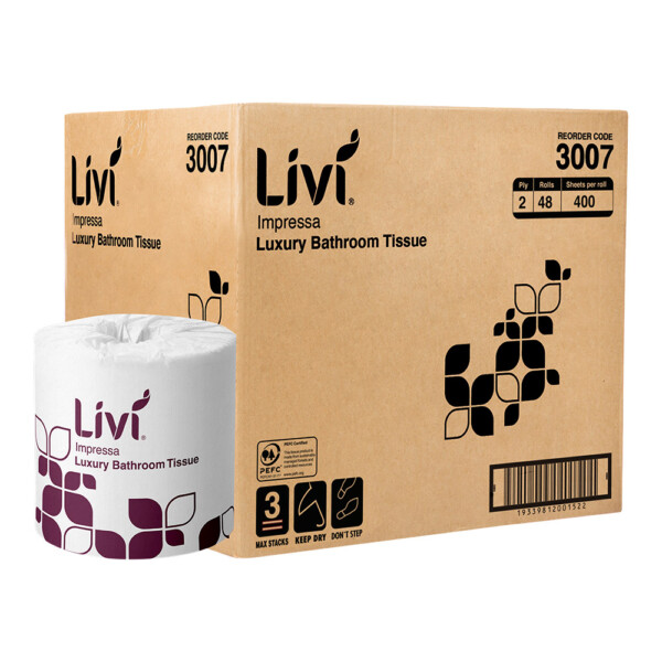 LIVI Impressa Embossed 2 Ply 400 sheet Toilet Tissues - 48 units per carton LIVI Impressa Embossed 2 Ply 400 sheet Toilet Tissues - 48 units per carton
