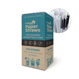 Envirostar 4 Ply Paper Straw Indiv. Wrapped Black X 2400 Envirostar 4 Ply Paper Straw Indiv. Wrapped Black X 2400