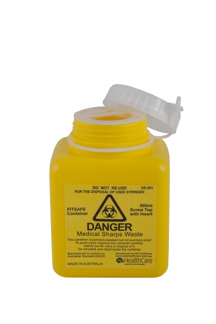 FitTank Sharps Medical Containers Screw Lid or Snap Top