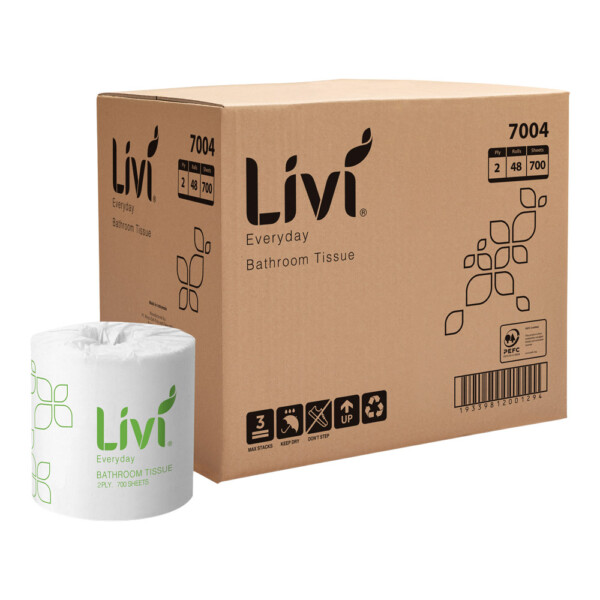 Livi Basics 2 Ply 700 sheet Toilet Tissues x 48 rolls per carton Livi Basics 2 Ply 700 sheet Toilet Tissues x 48 rolls per carton