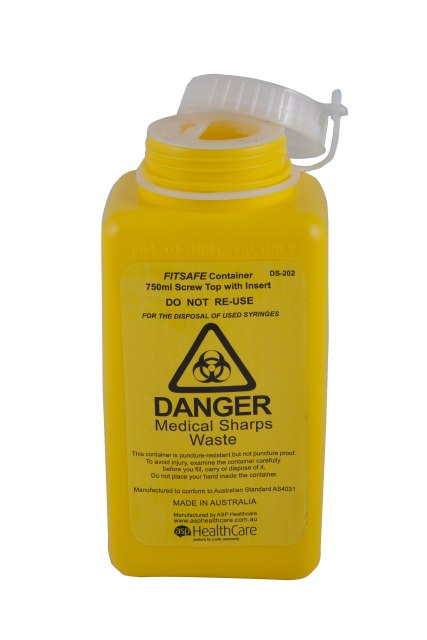 FitTank Sharps Medical Containers Screw Lid or Snap Top