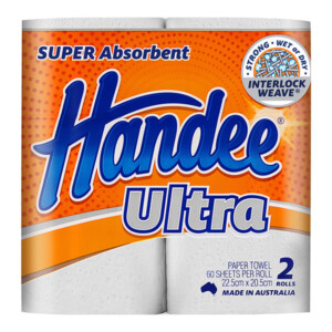 Handee Ultra Kitchen Towel 2 Ply Highly Absorbent X 12 Rolls Handee Ultra Kitchen Towel 2 Ply Highly Absorbent X 12 Rolls