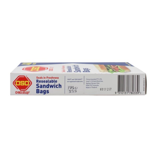 OSO Easy 40 pack Resealable Sandwich Bags x 16 boxes per carton OSO Easy 40 pack Resealable Sandwich Bags x 16 boxes per carton