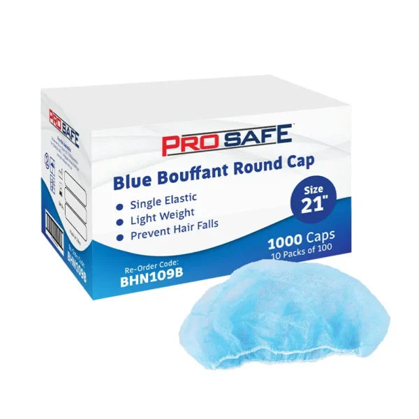 ProSafe Blue Bouffant Round Cap 21″ Hair Nets X 1000