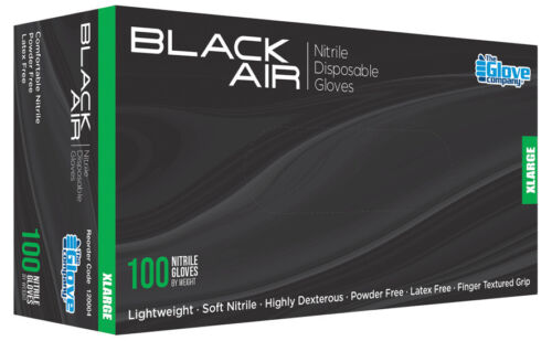 Black Air Black Nitrile Gloves Extra Large only