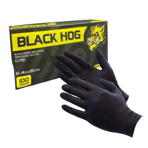 Black Hog Heavy Duty Black Nitrile Gloves x 1000