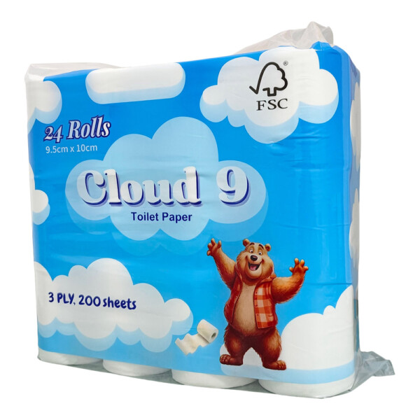 Cloud 9 Toilet Paper 3 ply, 200 sheet x 24 rolls per pack Cloud 9 Toilet Paper 3 ply, 200 sheet x 24 rolls per pack