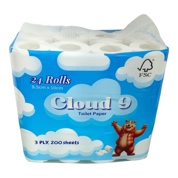 Cloud 9 Toilet Paper 3 ply, 200 sheet x 24 rolls per pack Cloud 9 Toilet Paper 3 ply, 200 sheet x 24 rolls per pack