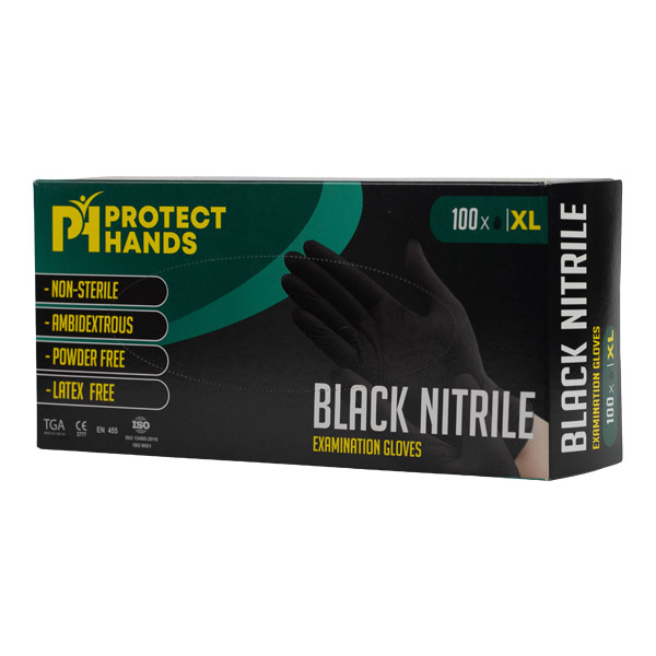 Protect Hands Black Nitrile Examination Gloves x 1000 Protect Hands Black Nitrile Examination Gloves x 1000