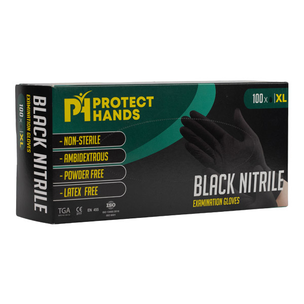 Protect Hands Black Nitrile Examination Gloves x 1000 Protect Hands Black Nitrile Examination Gloves x 1000