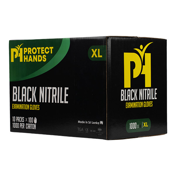 Protect Hands Black Nitrile Examination Gloves x 1000 Protect Hands Black Nitrile Examination Gloves x 1000
