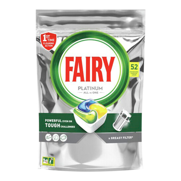 Fairy Platinum Lemon All in One Automatic Dishwasher Tablets 52 pack Fairy Platinum Lemon All in One Automatic Dishwasher Tablets 52 pack
