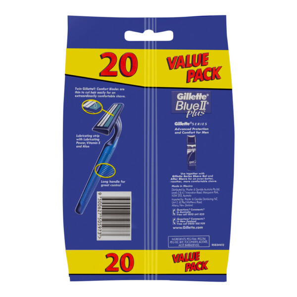 Gillette Disposables II Plus Blue 20 pack Twin Razors Gillette Disposables II Plus Blue 20 pack Twin Razors