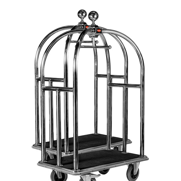 Large Titanium Coated Black Luggage Bellboy Birdcage Trolley