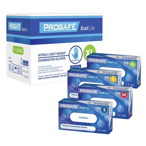 ProSafe Xcel Lite Nitrite Gloves Blue Powder Free x 1000 ProSafe Xcel Lite Nitrite Gloves Blue Powder Free x 1000
