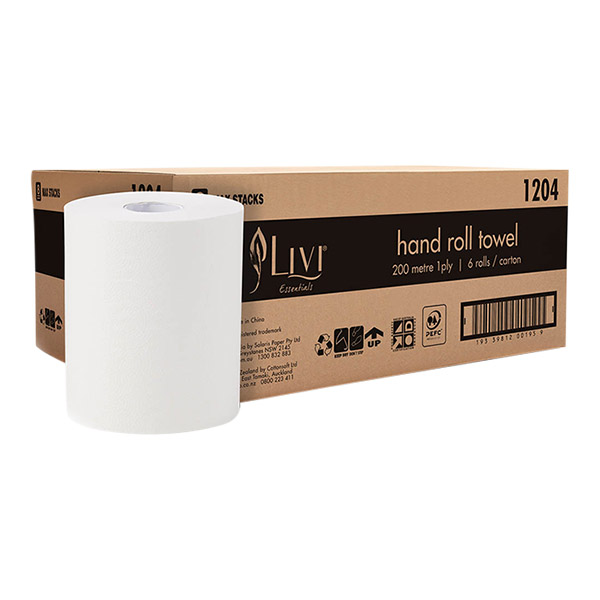 Livi Essentials Premium Roll Towel 1 ply 200 metre x 6 rolls Livi Essentials Premium Roll Towel 1 ply 200 metre x 6 rolls