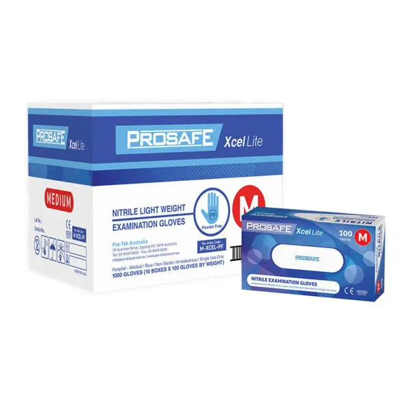 ProSafe Xcel Lite Nitrite Gloves Blue Powder Free x 1000 ProSafe Xcel Lite Nitrite Gloves Blue Powder Free x 1000