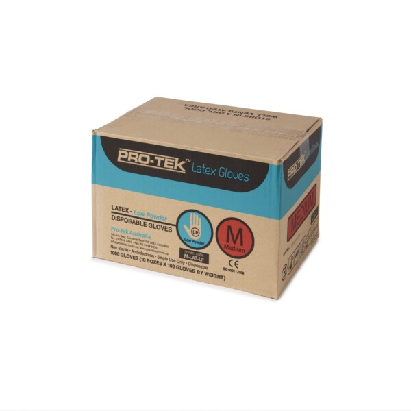 Protek Latex Natural Gloves - Lightly Powdered or Powder Free (10 boxes x 100)