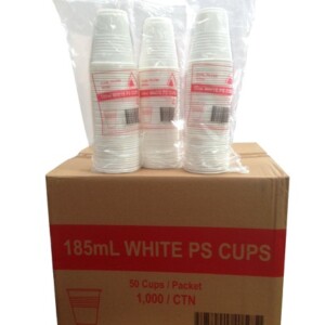 Tailored Packaging Plastic White Cups 185mL (1000 cups per carton)