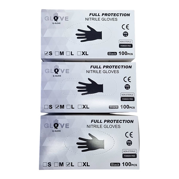 Q-Glove Full Protection Black Nitrile Gloves x 1000