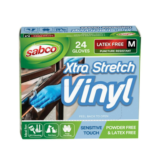 Sabco Xtra-Stretch Hi-Flex Vinyl Gloves 24 pack Sabco Xtra-Stretch Hi-Flex Vinyl Gloves 24 pack