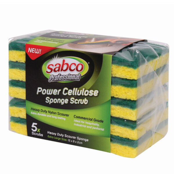 Sabco Professional Power Cellulose Scrub Sponges 5pk Sabco Professional Power Cellulose Scrub Sponges 5pk