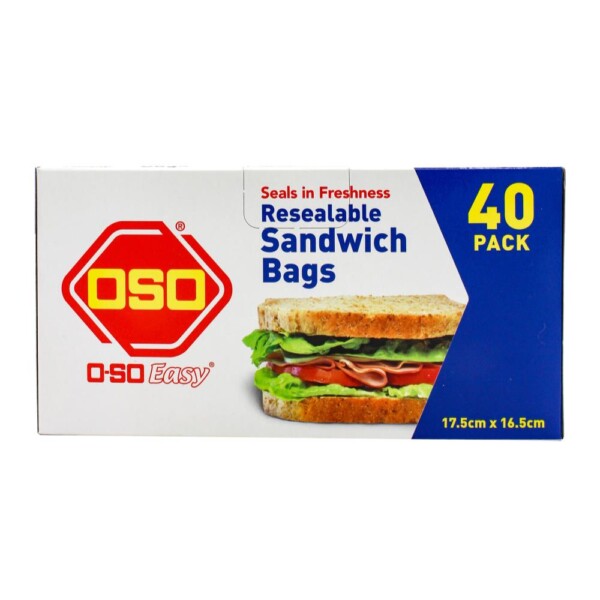 OSO Easy 40 pack Resealable Sandwich Bags x 16 boxes per carton OSO Easy 40 pack Resealable Sandwich Bags x 16 boxes per carton