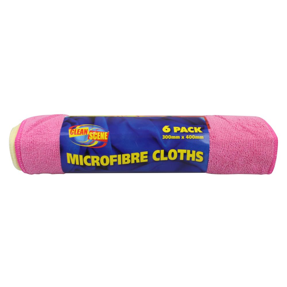 Clean Scene 6 pack Microfibre Cleaning Cloths 30 x 40cm