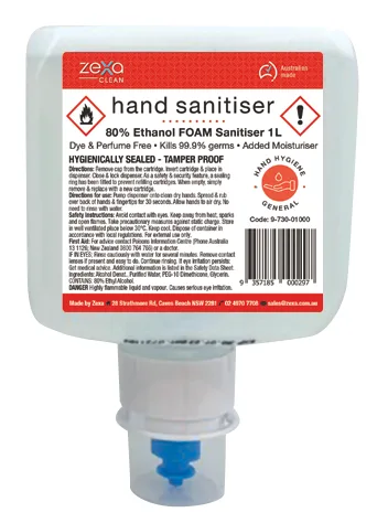 Zexa Foam Hand Sanitiser - Perfume Free 1 Litre