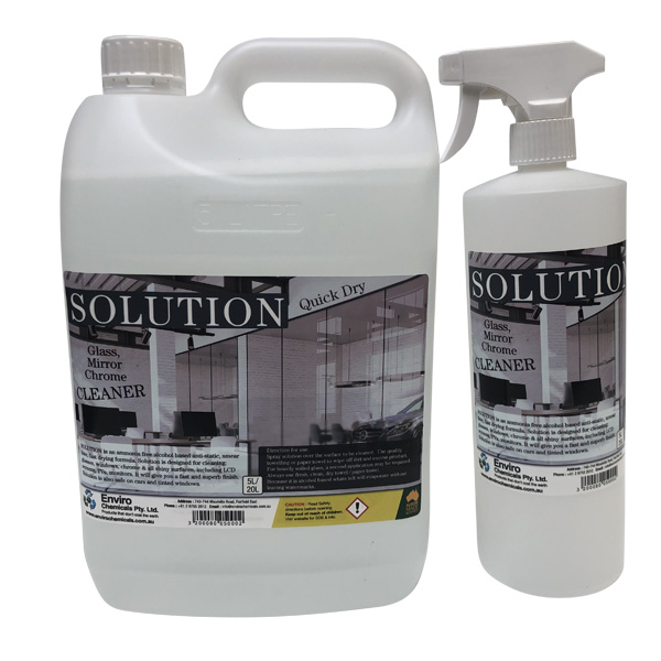 Solution Glass, Mirror and Chrome Cleaner with Quick Dry Formula