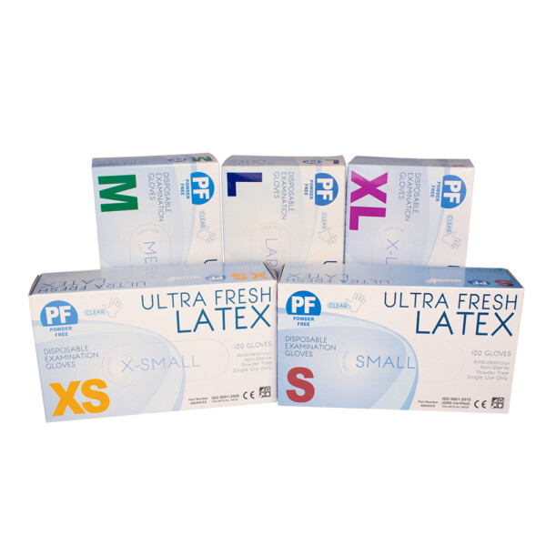 468405 Ultra Fresh Clear Latex Powder Free Examination Gloves x 1000 gloves