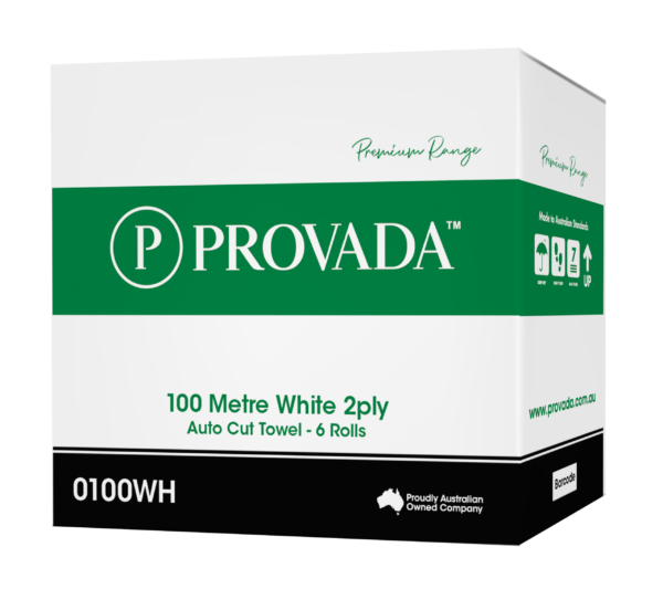 Provada 100 metre 2 ply Auto Cut Roll Towels x 6 rolls