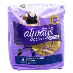 Always Discreet Active Pants Super Plus Size Large 5-in-1 Always Discreet Active Pants Super Plus Size Large 5-in-1