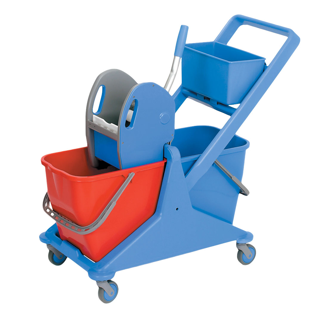 2x25L Double Bucket Trolley With Mop Head Wringer Press 2x25L Double Bucket Trolley With Mop Head Wringer Press