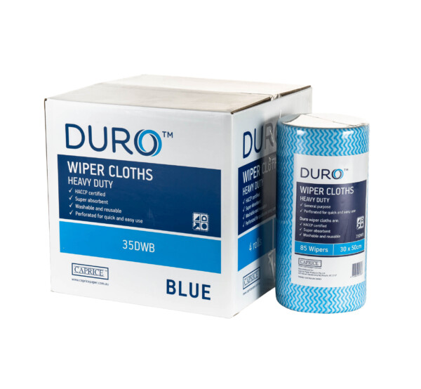 Duro Wiper Roll Heavy Duty Blue 50cm X 30cm (4 Rolls) Duro Wiper Roll Heavy Duty Blue 50cm X 30cm (4 Rolls)